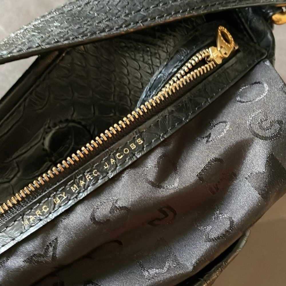 MARC by Marc Jacobs Sneaky Snake Hillier Hobo Black Shoulder Bag + Strap - Picture 7 of 10